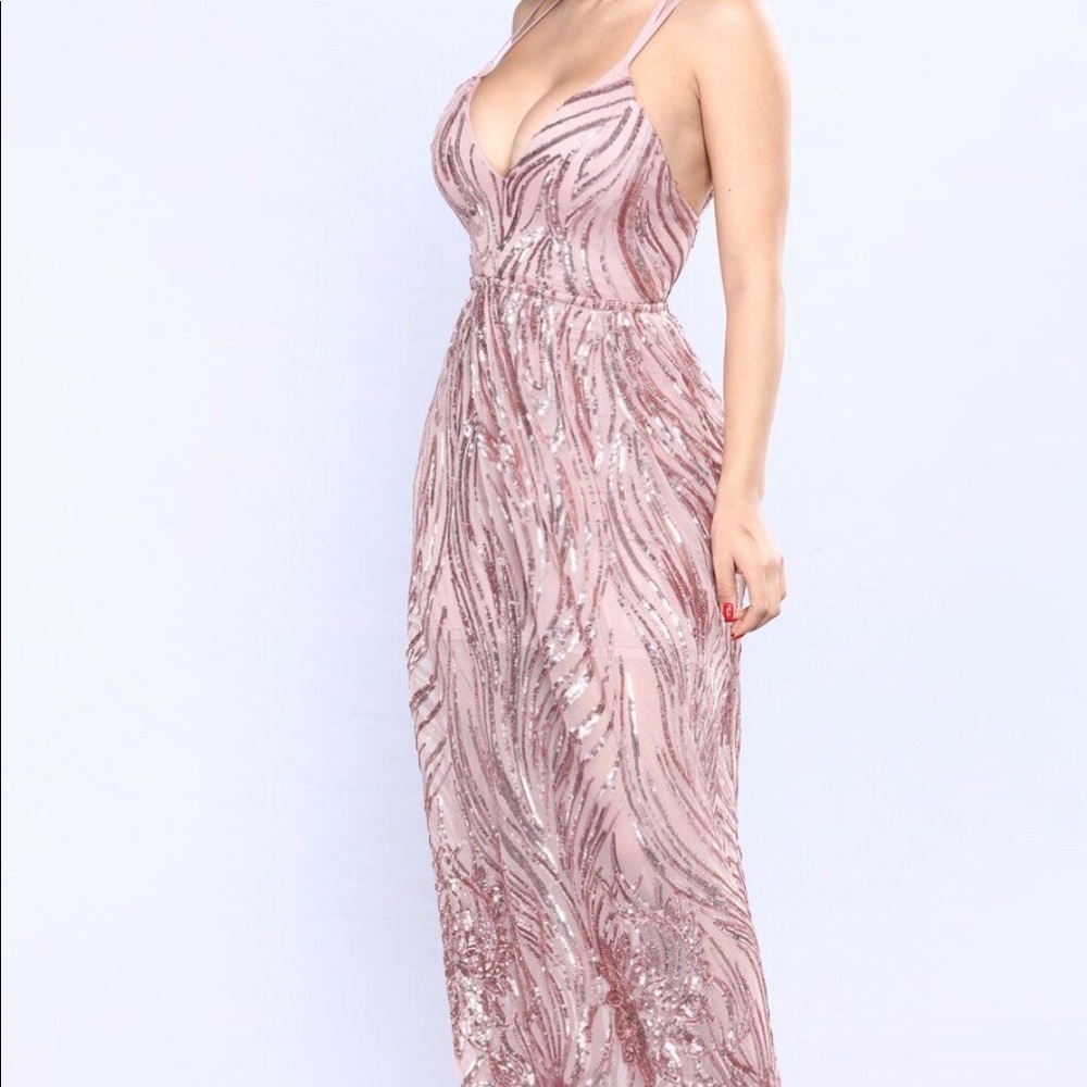 Rose gold sequin dresss